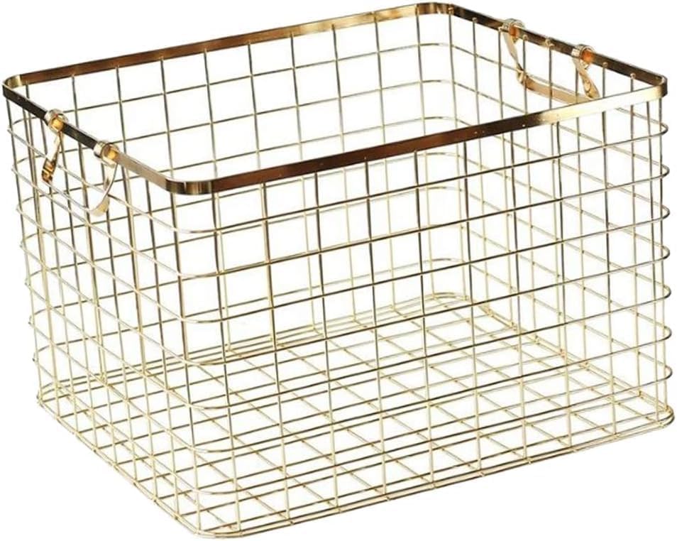 ランドリーバスケット メタル ハンドル付き 北欧 服/小物/衣類/CD/DVD/マンガ/書類/おもちゃ収納バスケ..