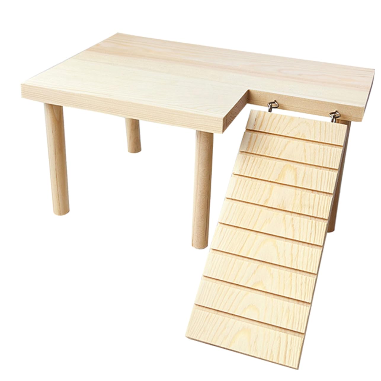 天然木製ハムスタープラットフォーム 小型動物用登り梯子付き おもちゃ な噛み木 運動促進 バランス感..