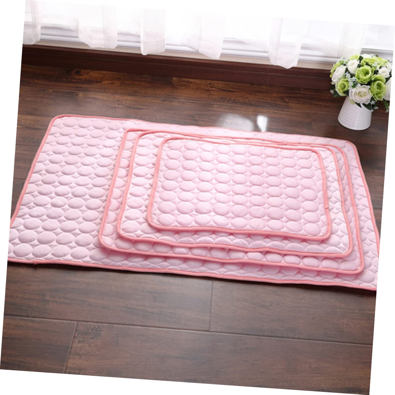 夏用冷感ペットクッション 猫 犬用 ピンク 耐久素材 洗濯可能 室内用 冷却パッド ペット用品 快適休憩スペース