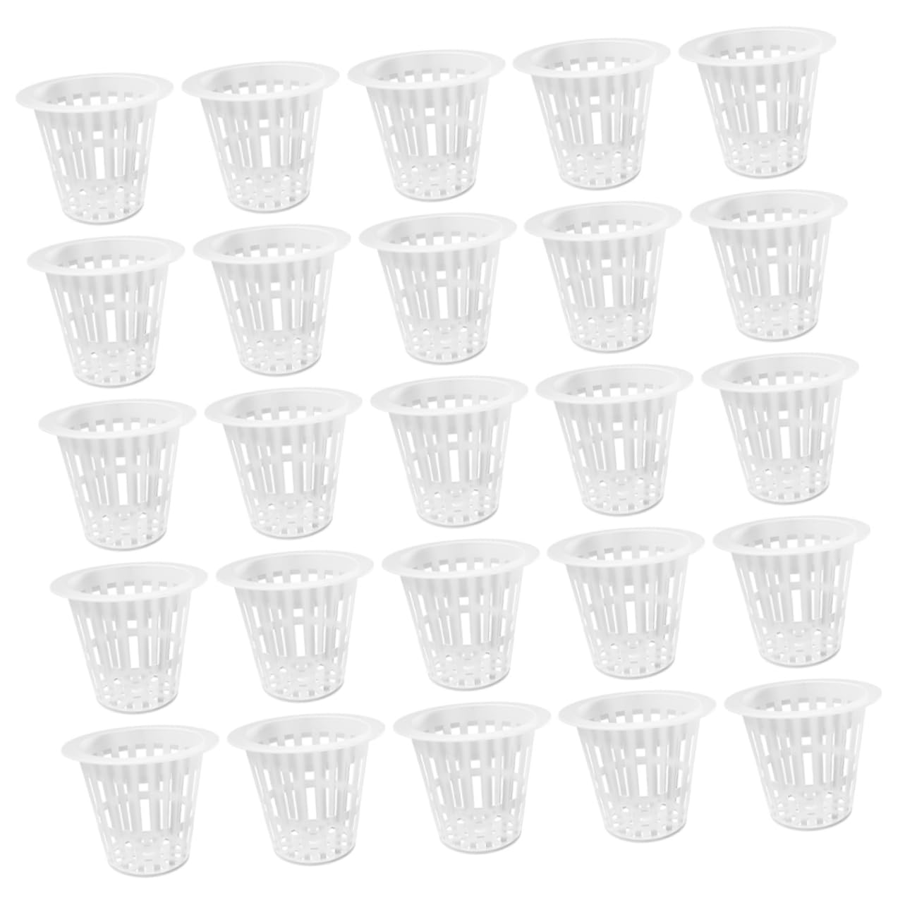 50個 ルートフィクサー 穴の開いたプラスチック製の蘭の鉢 ネットポット プラスチック育苗ポット 水耕栽培ポット 水生植物鍋 ガーデンコンテナ 蘭のプランターポット Pe 白い