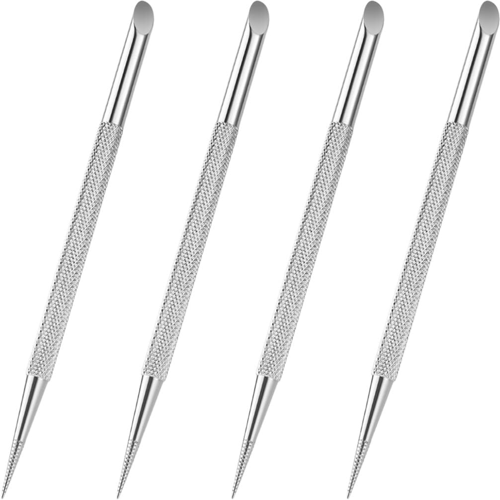 4個 デュアル サイド キューティクル プッシャー ステンレス スチール キューティクル リムーバー ネイ..