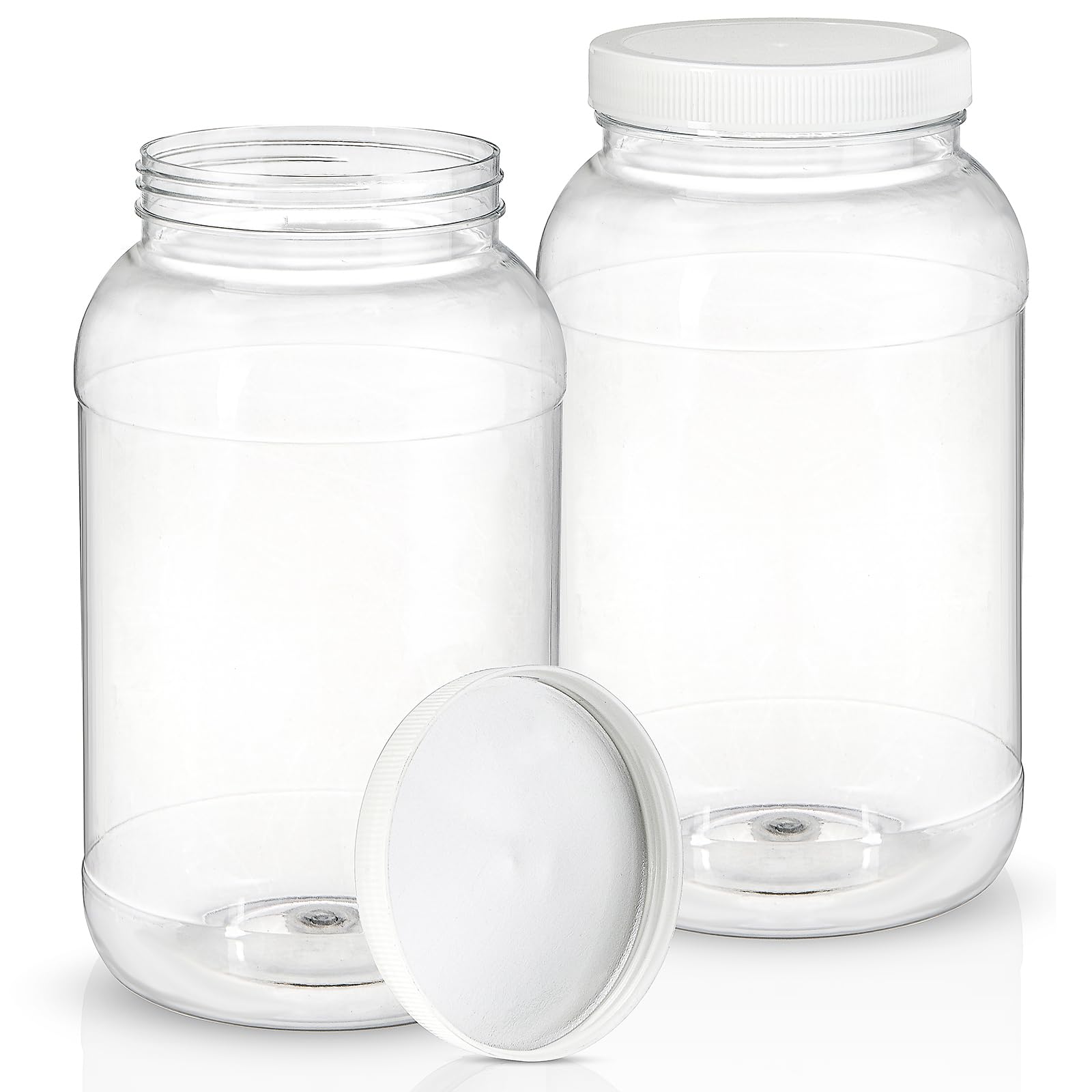 楽天レボショップ2パック プラスチックジャー 蓋付き 1ガロン 広口保存容器 空のプラスチックジャー キッチン&;家庭用ドライグッズ/ピーナッツ/キャンディ/麺類の収納に