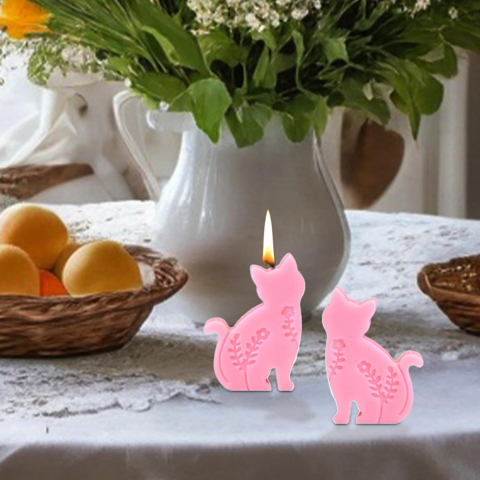 ウサギのろうそく型 - シリコーン型イースターバニー粘土型|猫のウサギ樹脂型、バニーキャンドル型、動..