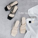 M/L オフホワイト/ブラック 太ヒール サンダル 靴 シューズ 夏シューズ リゾート サイズ展開 履きやすい 歩きやすい 美脚 ヒール きれいめ レディ レディースサンダル 抜け感 ヒール 大人可愛い revoam(レヴォーム)|ラインサンダル