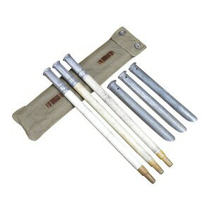 スイス軍放出品 テント用ペグ&ポール 収納袋付き [ ベージュ ] 軍幕 パップテント 設営 テントカトラリ..