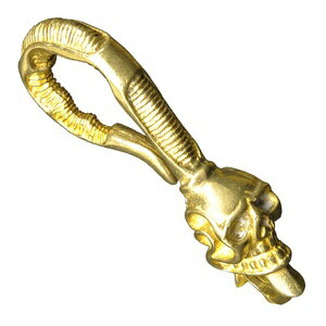 釣り針フック 真鍮 スカル 大 ドクロ ガイコツ キーフック キーリング ウォレットチェーンホルダー キーチェーン 接続金具 レザークラフト資材 レザークラフト材料 クラフトフック フックパーツ ひっかけ金具 手芸 ハンドメイド パーツ 部品