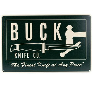 BUCK ブリキ看板 Finest Knives Tin Tacker エンボス加工 BU95305 バックナイフ 壁面インテリア アメリカン雑貨 工業 通販 通信販売 錻力看板 金属看板 鉄板看板 メタルサイン レトロ風 ビンテージ インテリア雑貨 壁掛けインテリア
