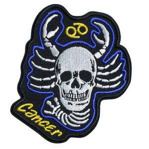 Ivamis Trading パッチ CANCER SKULL 黄道十二星座パッチ 蟹座 ツイル生地 P5478 バイカーワッペン バイク用ワッペン バイク用パッチ バイカーパッチ アップリケ スリーブバッジ