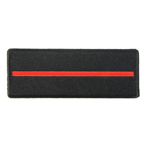 ミリタリーパッチ 横線 アイロンシート付 37mm×100mm [ レッド ] ミリタリーワッペン アップリケ レッドライン ブルーライン 記章 徽章 襟章 肩章 胸章 階級章 スリーブバッジ ワッペン パッチ 刺繍 エンブレム