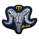 Ivamis Trading パッチ ARIES SKULL 黄道十二星座パッチ 牡羊座 ツイル生地 P5479 バイカーワッペン バイク用ワッペン バイク用パ...