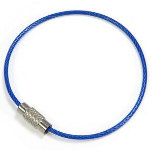 ワイヤーリング ステンレス製 キーホルダー 鍵用 PVCコーティング [ ブルー ] ベルトキーホルダー キーチェーン 金属製キーホルダー