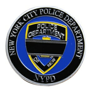 チャレンジコイン NYPD ニューヨーク市警察 スカル 記念メダル Challenge Coin 記念コイン BLUE LIVES MATTER FIDELIS AD MORTEM 骸骨 星条旗 シルバーメッキ 彫刻 円形 透明ケース付き ミリタリーメダル ミリタリーコイン