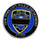 チャレンジコイン NYPD ニューヨーク市警察 スカル 記念メダル Challenge Coin 記念コイン BLUE LIVES MATTER FIDELIS AD MORTEM 骸骨 星条旗 シルバーメッキ 彫刻 円形 透明ケース付き ミリタリーメダル ミリタリーコイン