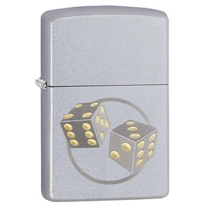 ZIPPO サイコロ 29412 サテンクローム ジッポー オイルライター ダイス Dice Satin Chrome 丸 ツートーン 彫刻