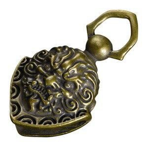 ペンダントトップ 中国風 獅子モチーフ 頭像 鈴型 真鍮 アクセサリー ネックレス 雑貨 キーホルダー チ..