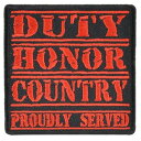 ミリタリーパッチ Duty Honor Country アイロンシート付 ミリタリーワッペン アップリケ ジューティー・オナー・カントリー RED レッド スリーブバッジ