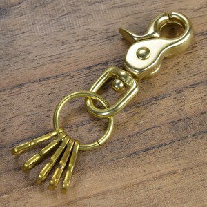 キーホルダー 真鍮製 レバーナスカン ナスカン付 シンプル キーリングホルダー キーリング キーチェー..