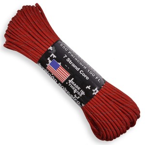 ATWOOD ROPE 反射材 550パラコード タイプ3 レッド [ 30m ] アトウッドロープ ARM 商用 Reflective Red リフレクティブ 赤 ロープ パラシュートコード 綱 靴紐 靴ひも シューレース 防災 550コード ナイロンコード 紐 ひも