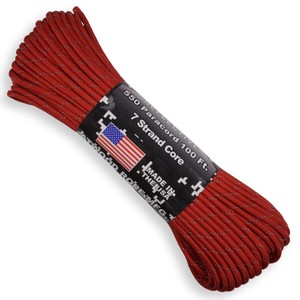 楽天アウトドア＆輸入雑貨 レプマートATWOOD ROPE 反射材 550パラコード タイプ3 レッド [ 30m ] アトウッドロープ ARM 商用 Reflective Red リフレクティブ 赤 ロープ パラシュートコード 綱 靴紐 靴ひも シューレース 防災 550コード ナイロンコード 紐 ひも