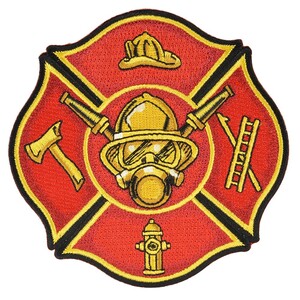 ミリタリーパッチ Fire Fighter アイロンシート付 レッド [ 小 ] ミリタリーワッペン アップリケ バイカーパッチ Firefighter Axe Ladder Hydrant Cap Patch 消防士 赤 消防 救急 ワッペン 通販 販売 EMSワッペン EMTワッペン EMSパッチ EMTパッチ スリーブバッジ