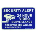 メッセージプレート 24 HOUR VIDEO SURVEILLANCE アルミ製 両面テープ 蓄光 0004776-0001 サインプレート 24時間監視中 セキュリティサイン アルミ製プレート 通販 通信販売