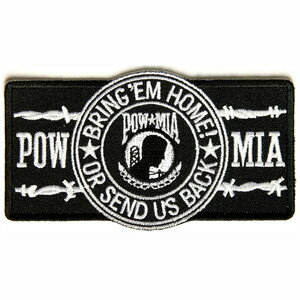 ミリタリーワッペン POW MIA 戦争捕虜 ブラック 熱圧着式 戦闘中行方不明 | ミリタリーミリタリーパッチ アップリケ 記章 徽章 襟章 肩章 胸章 階級章 ベトナム戦争ワッペン ナム戦ワッペン NAM ナム戦パッチ スリーブバッジ POW・MIA ポウミア