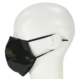 立体マスク フィルターポケット付き 調整可能 布マスク [ マルチカムブラック ] 洗えるマスク イヤーループ調節可能 リップストップ生地 ミリタリー