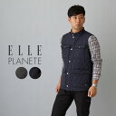 ベスト メンズ ジレ 中綿 タートルネック ELLEPLANETE エルプラネット パデット キルティング ブランド M65 ミリタリーベスト カジュアル ストリート スナップボタン 多ポケット 防寒 冬 秋 春 キルト ダイヤキルト ライトアウター 30代 40代 50代 チャコールグレー ネイビー