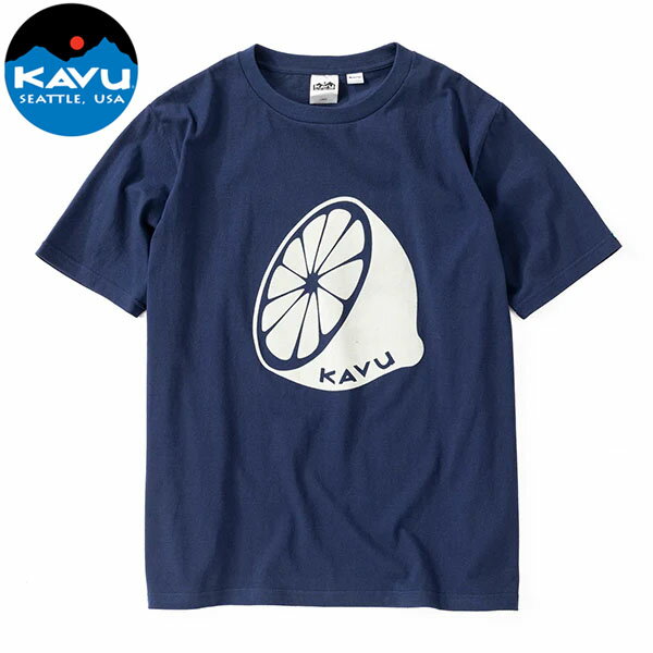 Rakuten - カブー KAVU メンズ 半袖Tシャツ レモンTee ネイビー コットン製 アウトドア 国内正規品 KAV19821826052