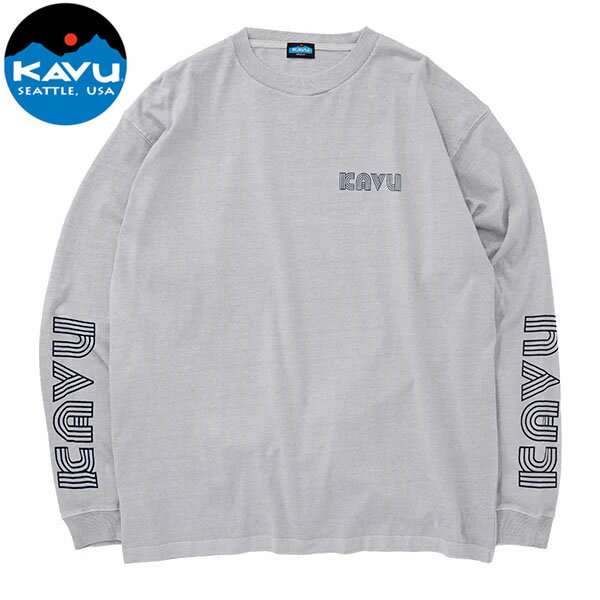 樂天商城 - カブー KAVU メンズ Tシャツ スリーブプリントロングスリーブTシャツ ライトグレー シンプル 綿100% 快適 KAV19822319013