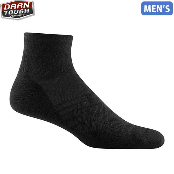 ダーンタフ DarnTough 靴下 メンズ Ms ラン クールマックス 1/4 ウルトラ ライトウェイト クッション ブラック 1055-Black DAR19441055001
