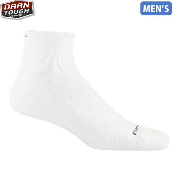 ダーンタフ DarnTough 靴下 メンズ Ms ラン クールマックス 1/4 ウルトラ ライトウェイト クッション ホワイト 1055-White DAR19441055010