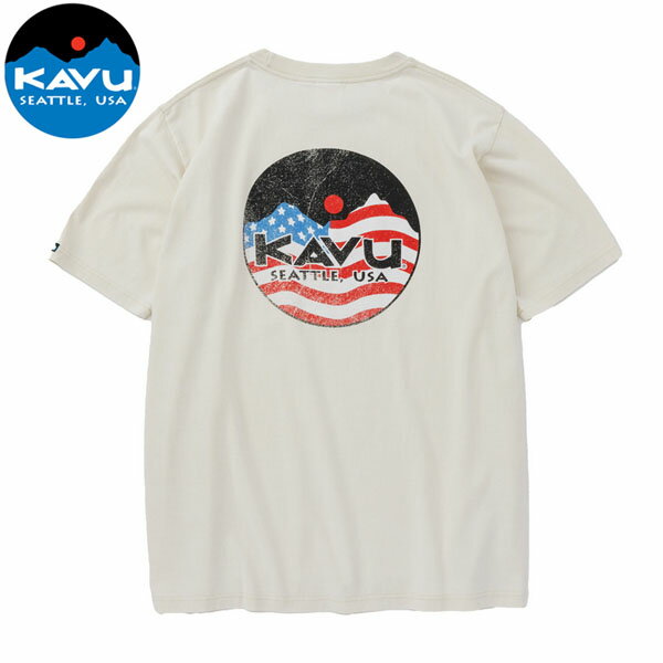 乐天商城 - カブー KAVU メンズ 半袖Tシャツ USAロゴTee アイボリー コットン製 綿 KAV19822419027
