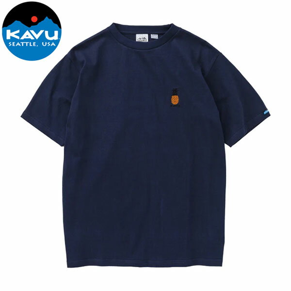 乐天商城 - カブー KAVU メンズ 半袖Tシャツ ワンポイント パイナップル Tee ネイビー コットン製 綿 KAV19822427052