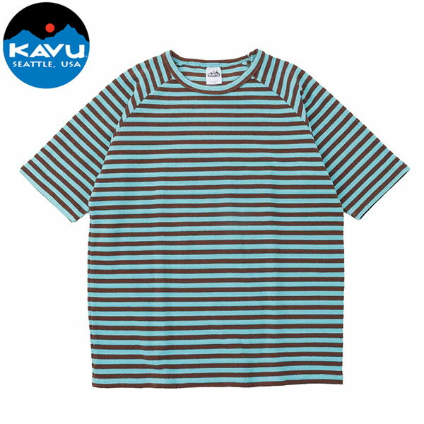 Rakuten - カブー KAVU メンズ 半袖Tシャツ ボーダー アルカイTee ミント/ブラウン パイル生地 KAV19822430018