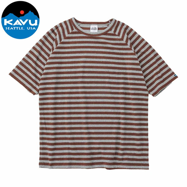Rakuten - カブー KAVU メンズ 半袖Tシャツ ボーダー アルカイTee グレー/ブラウン パイル生地 KAV19822430033