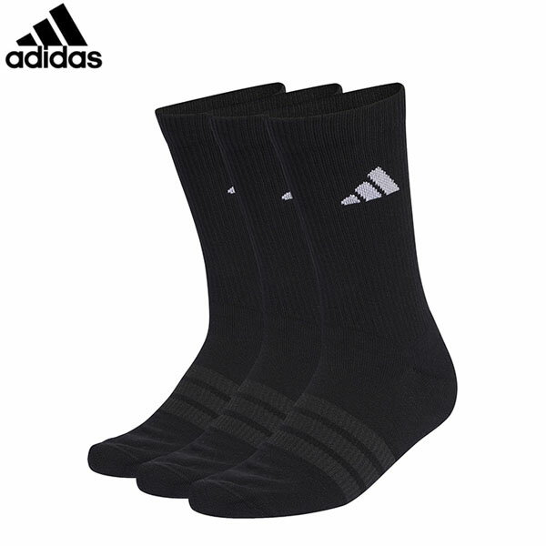 Rakuten - アディダス adidas ソックス 靴下 クッション スポーツウェア クルーソックス 3足パック ブラック/ブラック/ホワイト スポーツ 運動 トレーニング ADSD5273KC9626
