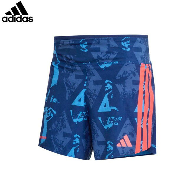 アディダス adidas メンズ ショートパンツ 短パン ハーフパンツ アディゼロ Labrum ジェルポケット ショーツ ダークブルー/ルシッドレッド インナー付き ポケット付き 反射材 ランニング ADSE5735KE6750