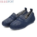 エル スポーツ ELLESPORT レディース 靴 スリッポン ドライビングシューズ ESP10662A NAVY-M ニット素材 マドラス madras ELLESP10662ANAVM