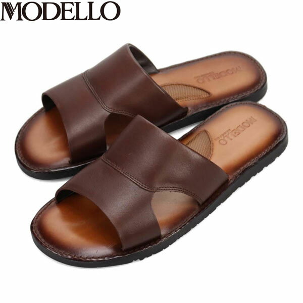 Rakuten - モデロ MODELLO メンズ レザーサンダル DM5317 D-BROWN 牛革 スライドサンダル マドラス madras MODDM5317DBR