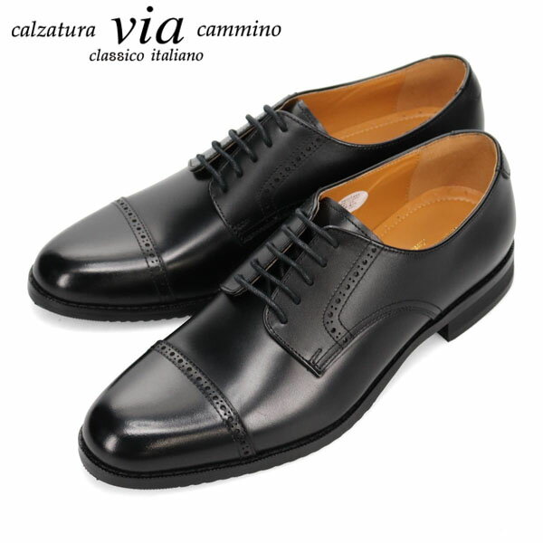 ヴィア カミーノ via cammino メンズ ビジネスシューズ 革靴 本革 VC8045 BLACK 外羽根ストレートチップ フォーマル マドラス madras VIAVC8045BLA
