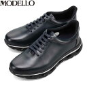モデロ MODELLO メンズ レザースニーカー DM3342 NAVY カバロス加工 抗菌防臭 速乾 マドラス madras MODDM3342NAV