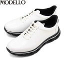モデロ MODELLO メンズ レザースニーカー DM3342 WHITE カバロス加工 抗菌防臭 速乾 マドラス madras MODDM3342WHT