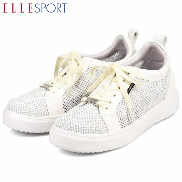エルスポーツ ELLESPORT レディース 厚底 インヒールスニーカー シューズ WHITE 軽量