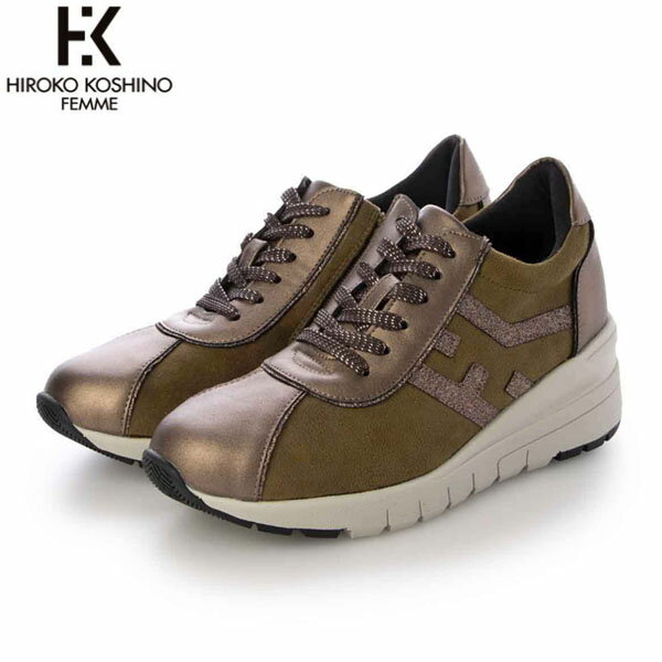 HIROKO KOSHINO FEMME ヒロココシノ ファム レディース スニーカー 厚底 HRL3005 BRONZE 撥水 5.5セン..