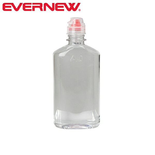 EBYR812 EV Aquajacket 333ml FC 「EV Aquajaket 333ml FC」は、アウトドアや日常使いに最適なフラスクタイプのボトルです。 最大の特徴は、厚みを抑えたスリムな形状と片手で開閉できるフリップキャップ。バックパックやジャケットのポケットにすっきり収まり、片手で簡単に取り出してそのまま飲めるので、荷物を持っている時や疲れている時にも便利です。 容量333mlで、通常より多くのPET樹脂を使用し、衝撃に強く丈夫な構造を実現。耐熱温度は-20℃から90℃まで対応し、冷凍も可能。ソフトクーラーの保冷剤代わりにも使えます。軽量50gで、登山や縦走、キャンプはもちろん、ショルダーストラップのチェストポケットにも収まるサイズ感で、視界を妨げず足元が見やすい設計です。 アウトドアでも日常でも、ストレスを減らす便利なアイテムです。 製品仕様 高さ：185mm 幅：75mm 厚さ：40mm 容量：333ml 質量：53g 素材：本体 / PET キャップ / ポリエチレン BPA FREE 耐熱温度：-20〜60℃ 生産国：日本 取扱の注意　火のそばに置かない ※ブラウザやお使いのモニター環境により、掲載画像と実際の商品の色味が若干異なる場合があります。掲載の価格・デザイン・仕様について、予告なく変更することがあります。あらかじめご了承ください。 EVERNEW/エバニューとは エバニュー・プロダクツの世界観 「EVERNEW」とは「いつも新しいなにかを追い求める」というブランドの姿勢を示したオリジナルの造語で、創業者の岩井新蔵によって命名。 1923（大正12）年、前身である「増新商店」が金属製運動用具製造販売卸として東京都台東区蔵前に創業し、1965（昭和40）年に現在の「エバニュー」と改称。 創業から現在にいたるまで、エバニューは日本の山に合った、日本人のための登山道具をつくり続けています。 エバニューでは「質実剛健であること」にこだわっております。 そこには、過酷なアウトドアにおいてユーザーのみなさまに安心してわたしたちの道具を使っていただきたい、という願いがこめられております。 それを支えるのは、長年にわたる伝統と技術、日本の自然を愛する眼差し、そして創業当時から変わらない「いつも新しいなにかを追い求める」情熱です。 ※メーカーやモデル等によりサイズ感は異なります。サイズは目安としてお考えください。 ※写真の色と実際の商品の色は多少異なる場合がございます。 ※商品画像はメーカー提供のサンプル画像です。 製品仕様・デザインは改良のため予告なく変更される場合がありますのでご了承ください。 正規品 未使用新品 当店のブランド商品は全て本物です。安心してショッピングをお楽しみください。