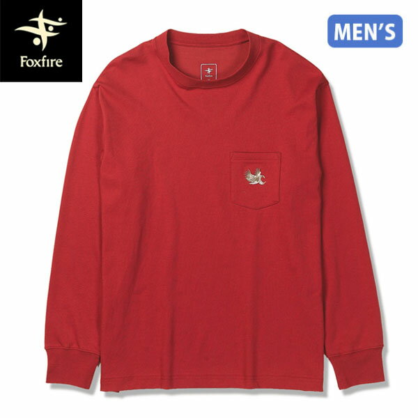 Rakuten - フォックスファイヤー Foxfire メンズ 長袖Tシャツ TCイーグルポケットT L/S アイアンレッド(097) ダンボールニット アウトドア FOX5115524097