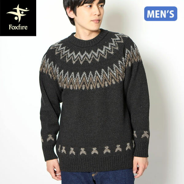 フォックスファイヤー Foxfire メンズ ニット セーター フィッシングノルディックセーター チャコール(023) SPRUCE LINE FOX6115562023