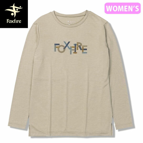 Rakuten - フォックスファイヤー Foxfire レディース 長袖Tシャツ TSEXストレッチロゴクルーL/S サンド(005) 薄手 吸汗速乾 FOX8215567005