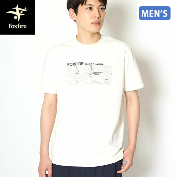 乐天商城 - フォックスファイヤー Foxfire メンズ 半袖Tシャツ TSコンターラインT S/S オフホワイト 速乾 登山 ロゴT 釣り FOX5215649002